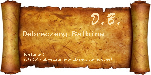 Debreczeny Balbina névjegykártya
