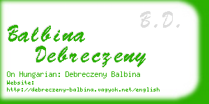 balbina debreczeny business card